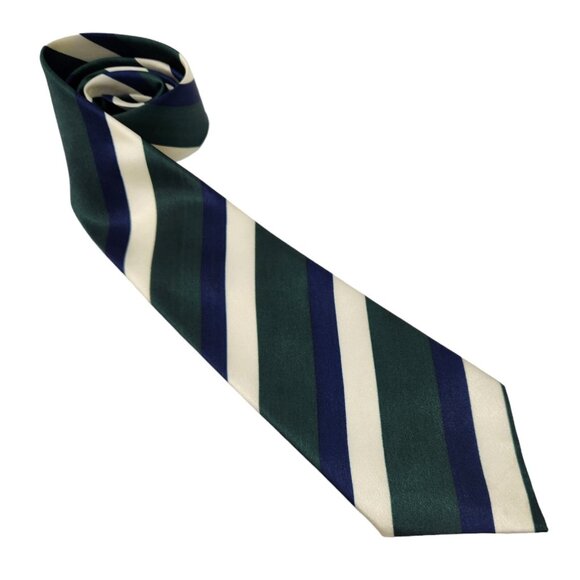 DINO CARAVIN Tie Necktie Blue‎ Green White Striped Polyester EUC - Picture 1 of 6